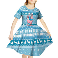 Pink Llama Christmas Kid Short Sleeve Dress Xmas Holiday Patterns - Wonder Print Shop