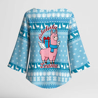 Pink Llama Christmas Kimono Sleeve Blouse Xmas Holiday Patterns - Wonder Print Shop