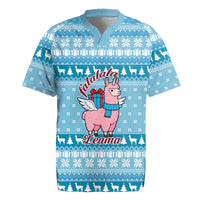 Pink Llama Christmas Rugby Jersey Xmas Holiday Patterns - Wonder Print Shop