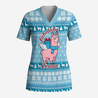 Pink Llama Christmas Scrub Top Xmas Holiday Patterns - Wonder Print Shop