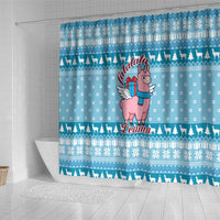 Pink Llama Christmas Shower Curtain Xmas Holiday Patterns - Wonder Print Shop