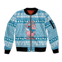 Pink Llama Christmas Sleeve Zip Bomber Jacket Xmas Holiday Patterns - Wonder Print Shop