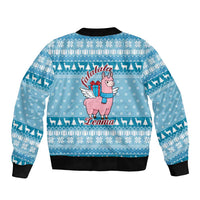 Pink Llama Christmas Sleeve Zip Bomber Jacket Xmas Holiday Patterns - Wonder Print Shop