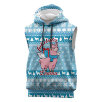 Pink Llama Christmas Sleeveless Hoodie Xmas Holiday Patterns - Wonder Print Shop
