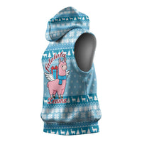Pink Llama Christmas Sleeveless Hoodie Xmas Holiday Patterns - Wonder Print Shop
