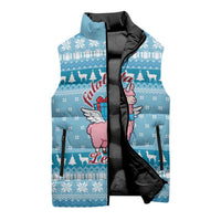 Pink Llama Christmas Sleeveless Puffer Jacket Xmas Holiday Patterns - Wonder Print Shop