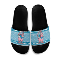 Pink Llama Christmas Slide Sandals Xmas Holiday Patterns - Wonder Print Shop