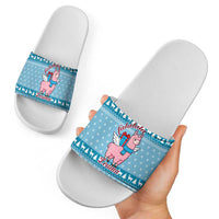 Pink Llama Christmas Slide Sandals Xmas Holiday Patterns - Wonder Print Shop