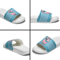 Pink Llama Christmas Slide Sandals Xmas Holiday Patterns - Wonder Print Shop
