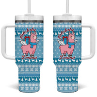 Pink Llama Christmas Tumbler With Handle Xmas Holiday Patterns - Wonder Print Shop