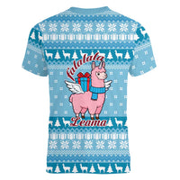 Pink Llama Christmas Women V-Neck T-Shirt Xmas Holiday Patterns - Wonder Print Shop