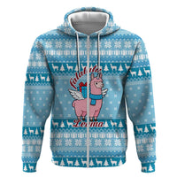 Pink Llama Christmas Zip Hoodie Xmas Holiday Patterns - Wonder Print Shop