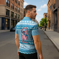 Pink Llama Christmas Zipper Polo Shirt Xmas Holiday Patterns - Wonder Print Shop