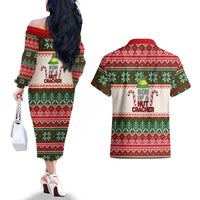 Son Of A Nut Cracker Christmas Couples Matching Off The Shoulder Long Sleeve Dress and Hawaiian Shirt Xmas Holiday Patterns - Wonder Print Shop
