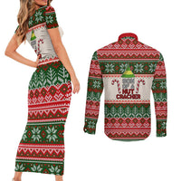 Son Of A Nut Cracker Christmas Couples Matching Short Sleeve Bodycon Dress and Long Sleeve Button Shirt Xmas Holiday Patterns - Wonder Print Shop