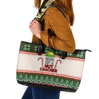 Son Of A Nut Cracker Christmas Leather Tote Bag Xmas Holiday Patterns - Wonder Print Shop