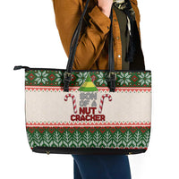 Son Of A Nut Cracker Christmas Leather Tote Bag Xmas Holiday Patterns - Wonder Print Shop