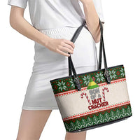 Son Of A Nut Cracker Christmas Leather Tote Bag Xmas Holiday Patterns - Wonder Print Shop