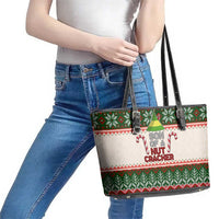 Son Of A Nut Cracker Christmas Leather Tote Bag Xmas Holiday Patterns - Wonder Print Shop