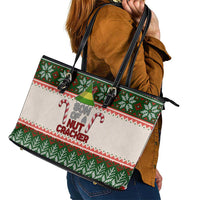 Son Of A Nut Cracker Christmas Leather Tote Bag Xmas Holiday Patterns - Wonder Print Shop