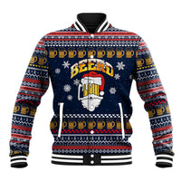 Santa Beerd Christmas Baseball Jacket Xmas Holiday Patterns - Wonder Print Shop