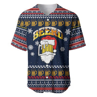 Santa Beerd Christmas Baseball Jersey Xmas Holiday Patterns - Wonder Print Shop
