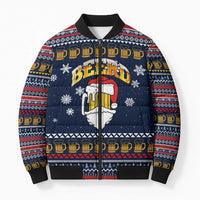 Santa Beerd Christmas Bomber Puffer Jacket Xmas Holiday Patterns - Wonder Print Shop