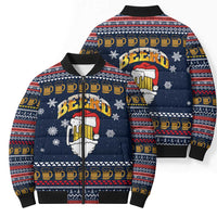 Santa Beerd Christmas Bomber Puffer Jacket Xmas Holiday Patterns - Wonder Print Shop