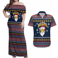 Santa Beerd Christmas Couples Matching Off Shoulder Maxi Dress and Hawaiian Shirt Xmas Holiday Patterns - Wonder Print Shop