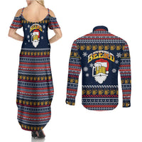 Santa Beerd Christmas Couples Matching Summer Maxi Dress and Long Sleeve Button Shirt Xmas Holiday Patterns - Wonder Print Shop