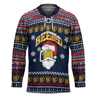 Santa Beerd Christmas Hockey Jersey Xmas Holiday Patterns - Wonder Print Shop