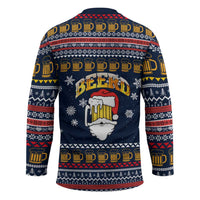 Santa Beerd Christmas Hockey Jersey Xmas Holiday Patterns - Wonder Print Shop