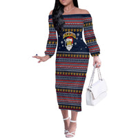 Santa Beerd Christmas Off The Shoulder Long Sleeve Dress Xmas Holiday Patterns - Wonder Print Shop
