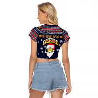 Santa Beerd Christmas Raglan Cropped T Shirt Xmas Holiday Patterns - Wonder Print Shop