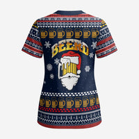 Santa Beerd Christmas Scrub Top Xmas Holiday Patterns - Wonder Print Shop