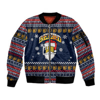 Santa Beerd Christmas Sleeve Zip Bomber Jacket Xmas Holiday Patterns - Wonder Print Shop