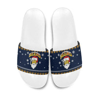 Santa Beerd Christmas Slide Sandals Xmas Holiday Patterns - Wonder Print Shop