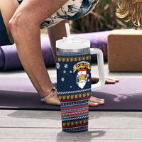 Santa Beerd Christmas Tumbler With Handle Xmas Holiday Patterns - Wonder Print Shop
