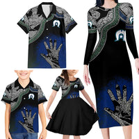 Black And White Aboriginal - Torres Strait Islanders Flag Family Matching Long Sleeve Bodycon Dress and Hawaiian Shirt - Wonder Print Shop