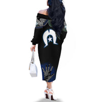 Black And White Aboriginal - Torres Strait Islanders Flag Family Matching Off Shoulder Long Sleeve Dress and Hawaiian Shirt - Wonder Print Shop