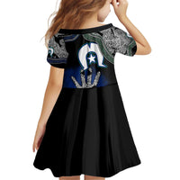 Black And White Aboriginal - Torres Strait Islanders Flag Kid Short Sleeve Dress - Wonder Print Shop