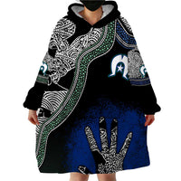 Black And White Aboriginal - Torres Strait Islanders Flag Wearable Blanket Hoodie - Wonder Print Shop