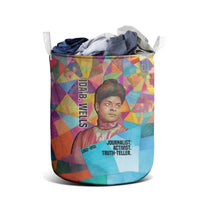 Ida B. Wells Laundry Basket with Colorful Patchwork Pattern Design Confident Portrait Civil Rights and Journalism Tribute - Wonder Print Shop