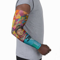 Ida B. Wells Arm Sleeves with Colorful Patchwork Pattern Design Confident Portrait Civil Rights and Journalism Tribute - Wonder Print Shop