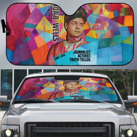 Ida B. Wells Auto Sun Shade with Colorful Patchwork Pattern Design Confident Portrait Civil Rights and Journalism Tribute - Wonder Print Shop