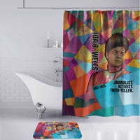 Ida B. Wells Bathroom Set with Colorful Patchwork Pattern Design Confident Portrait Civil Rights and Journalism Tribute - Wonder Print Shop
