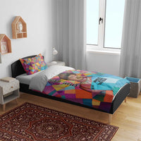 Ida B. Wells Bedding Set with Colorful Patchwork Pattern Design Confident Portrait Civil Rights and Journalism Tribute - Wonder Print Shop