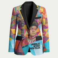 Ida B. Wells Blazer with Colorful Patchwork Pattern Design Confident Portrait Civil Rights and Journalism Tribute - Wonder Print Shop