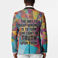 Ida B. Wells Blazer with Colorful Patchwork Pattern Design Confident Portrait Civil Rights and Journalism Tribute - Wonder Print Shop