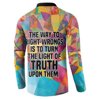 Ida B. Wells Button Sweatshirt with Colorful Patchwork Pattern Design Confident Portrait Civil Rights and Journalism Tribute